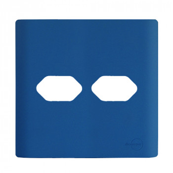 Placa 4x4 2 Tomadas Horizontais - Novara Azul Fosco